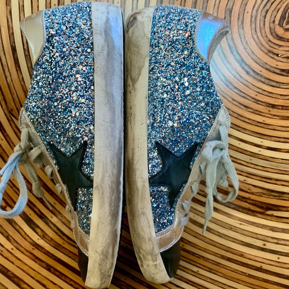 (SIZE 7) GOLDEN GOOSE NAVY/SILVER SNEAKER (37) - Picture 7 of 16